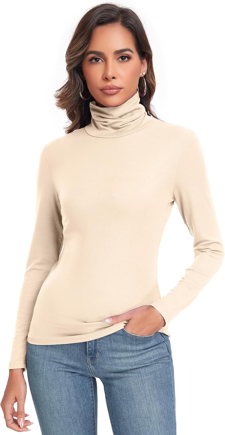 Detalle de Women's Long Sleeve Casual Lightweight Turtleneck Top Slim Fit ⛅