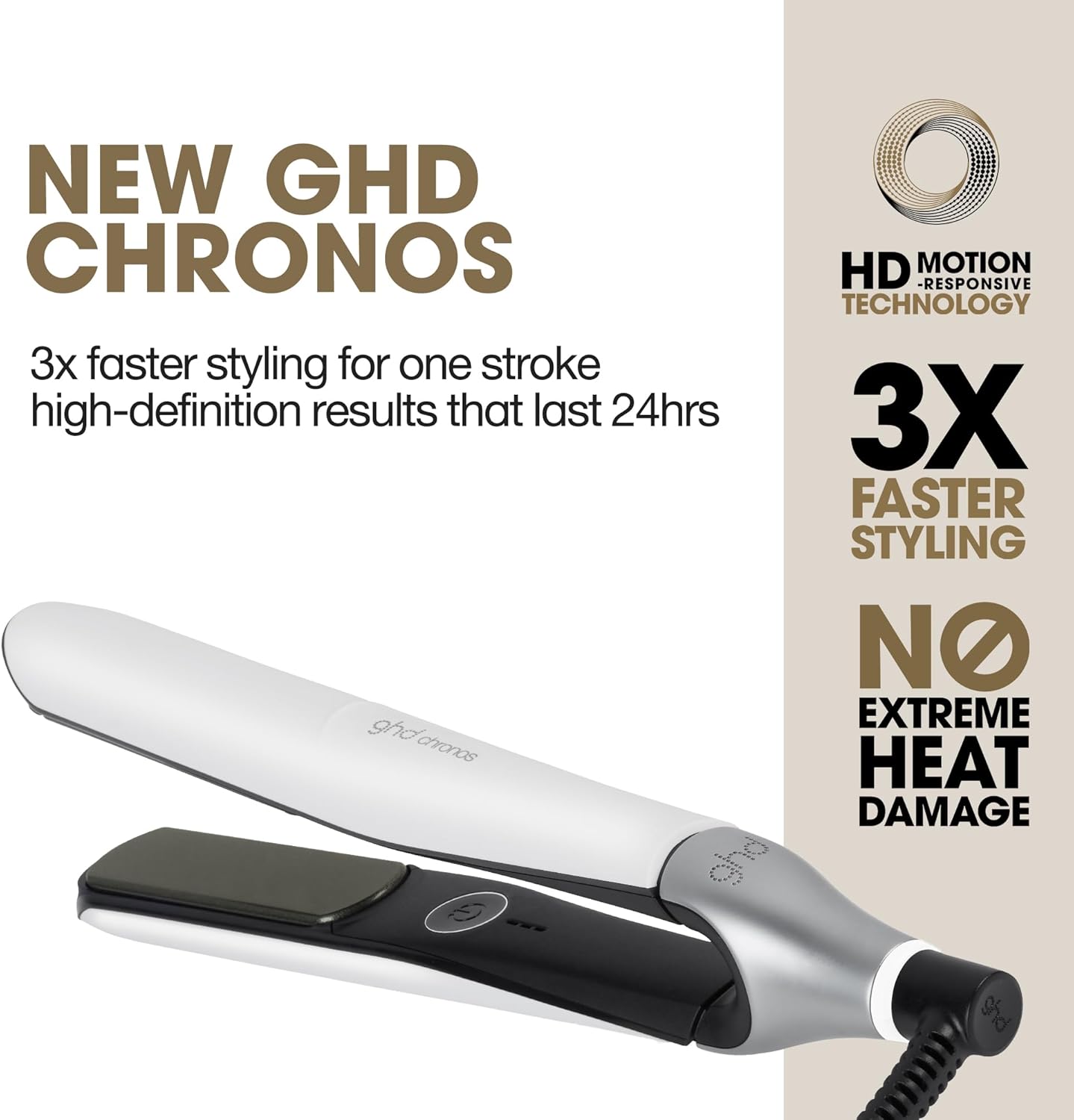 Detalle de ghd Chronos Hair Straightener & Styler – Advanced, 3x Faster Styling, UK Plug