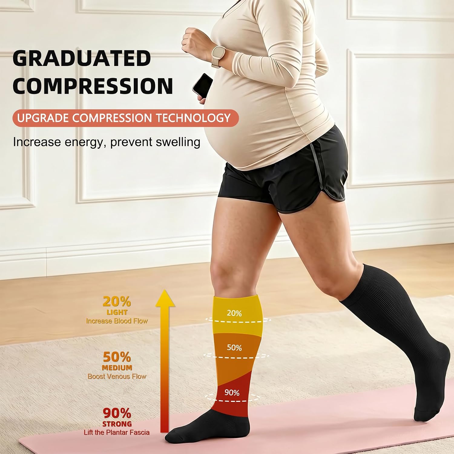 Thumbnail 4 de Diu Life Plus Size Compression Socks for Wide Calves – 3 Pairs