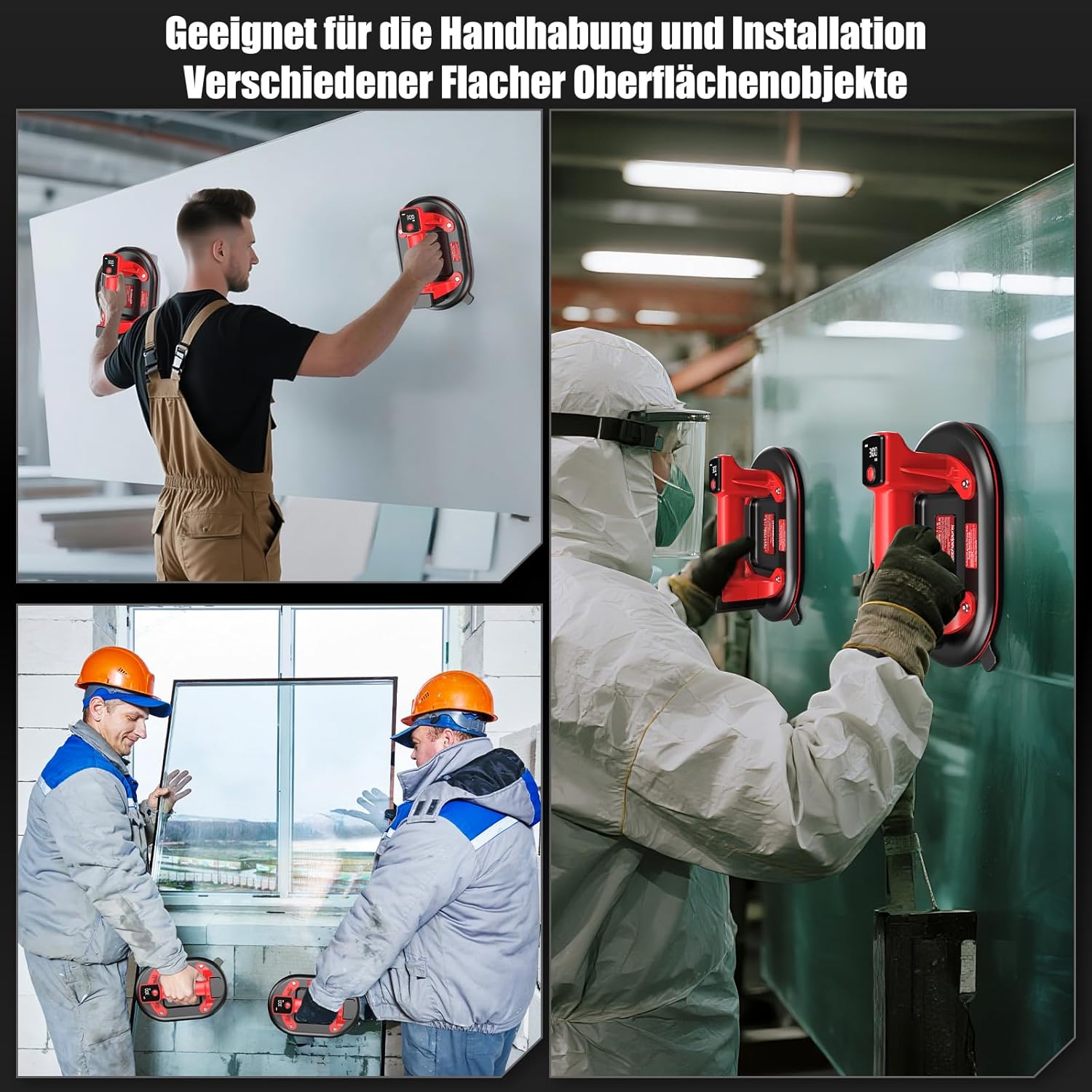 Thumbnail 6 de SundpeyPRO 2er-Set Akku Saugheber 10" – 300 kg Tragkraft, Glassauger mit 4× 3,0 Ah Akkus