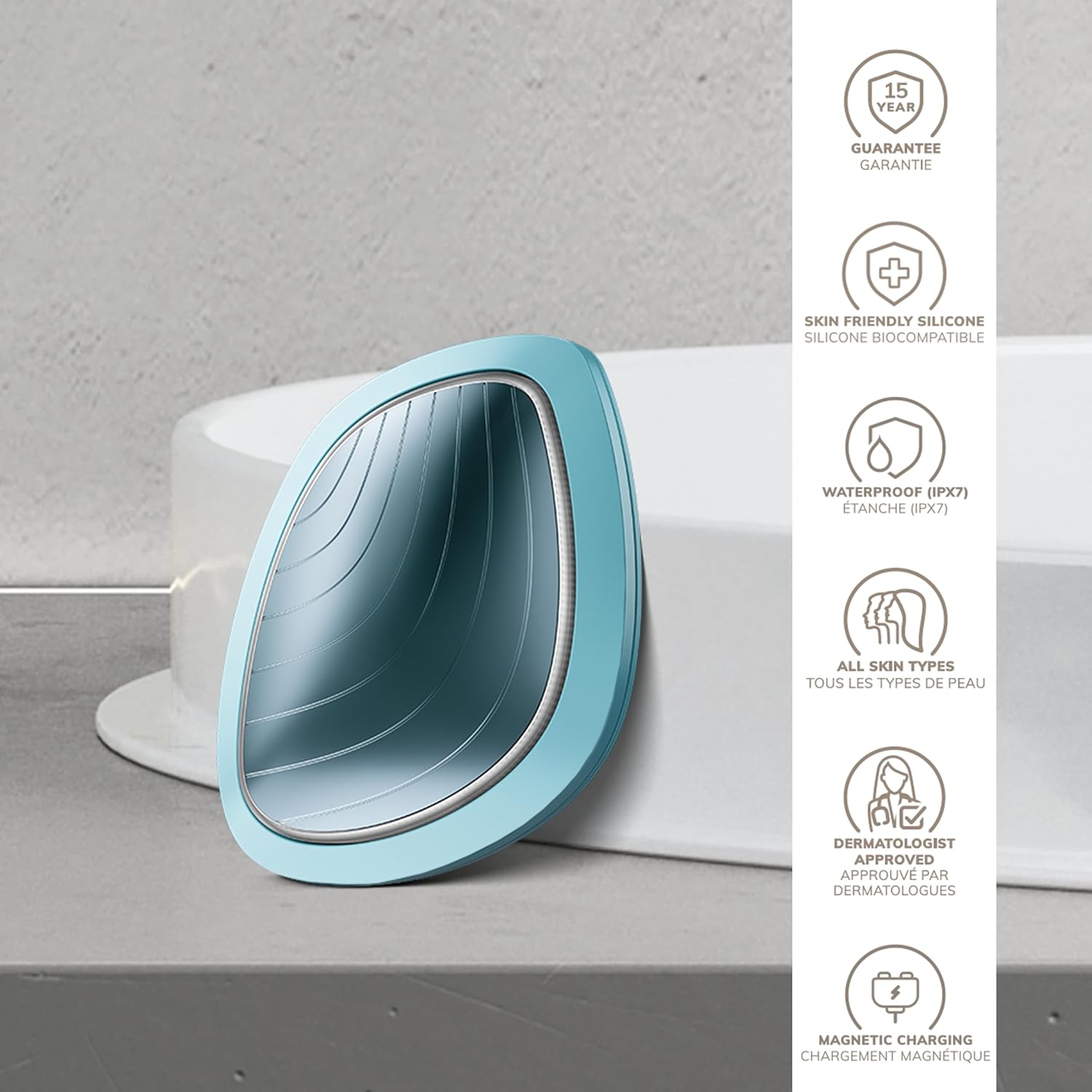 Detalle 2 de GESKE Maschera sonica effetto caldo e freddo SmartAppGuided 9 in 1 con LED spectrum completo