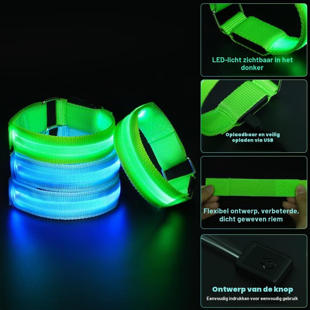 Detalle 2 de Ainiv F5-3785416 LED-armbanden, oplaadbaar en verstelbaar met 3 lichtstanden