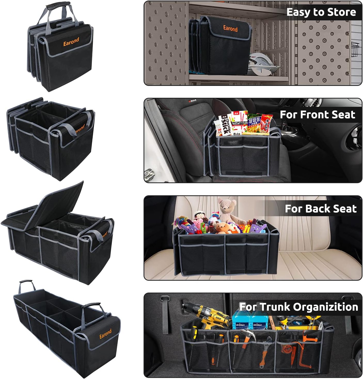 Thumbnail 6 de EAROND Collapsible Trunk Organizer 3 Compartments