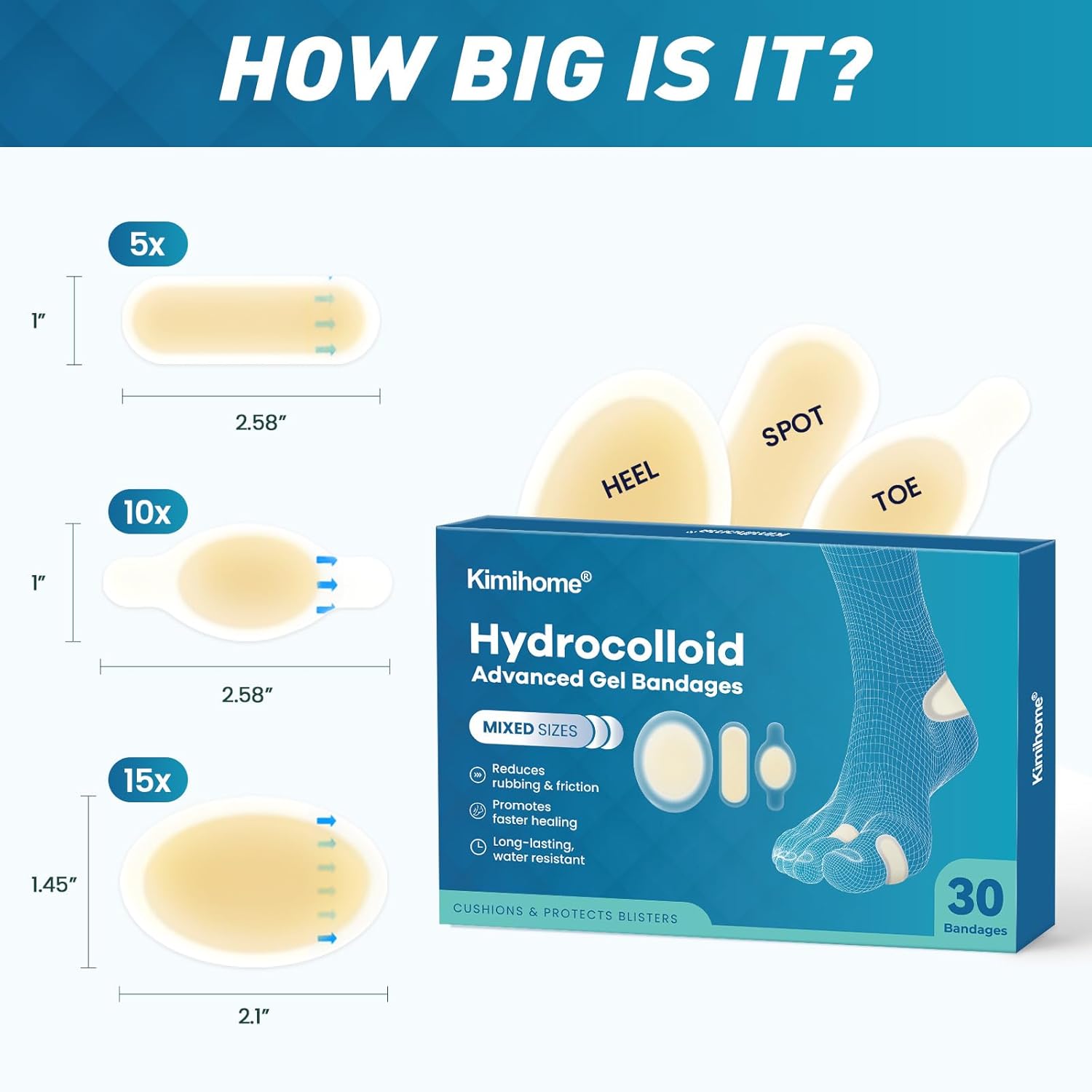 Thumbnail 6 de Kimihome Hydrocolloid Blister Bandages 30ct