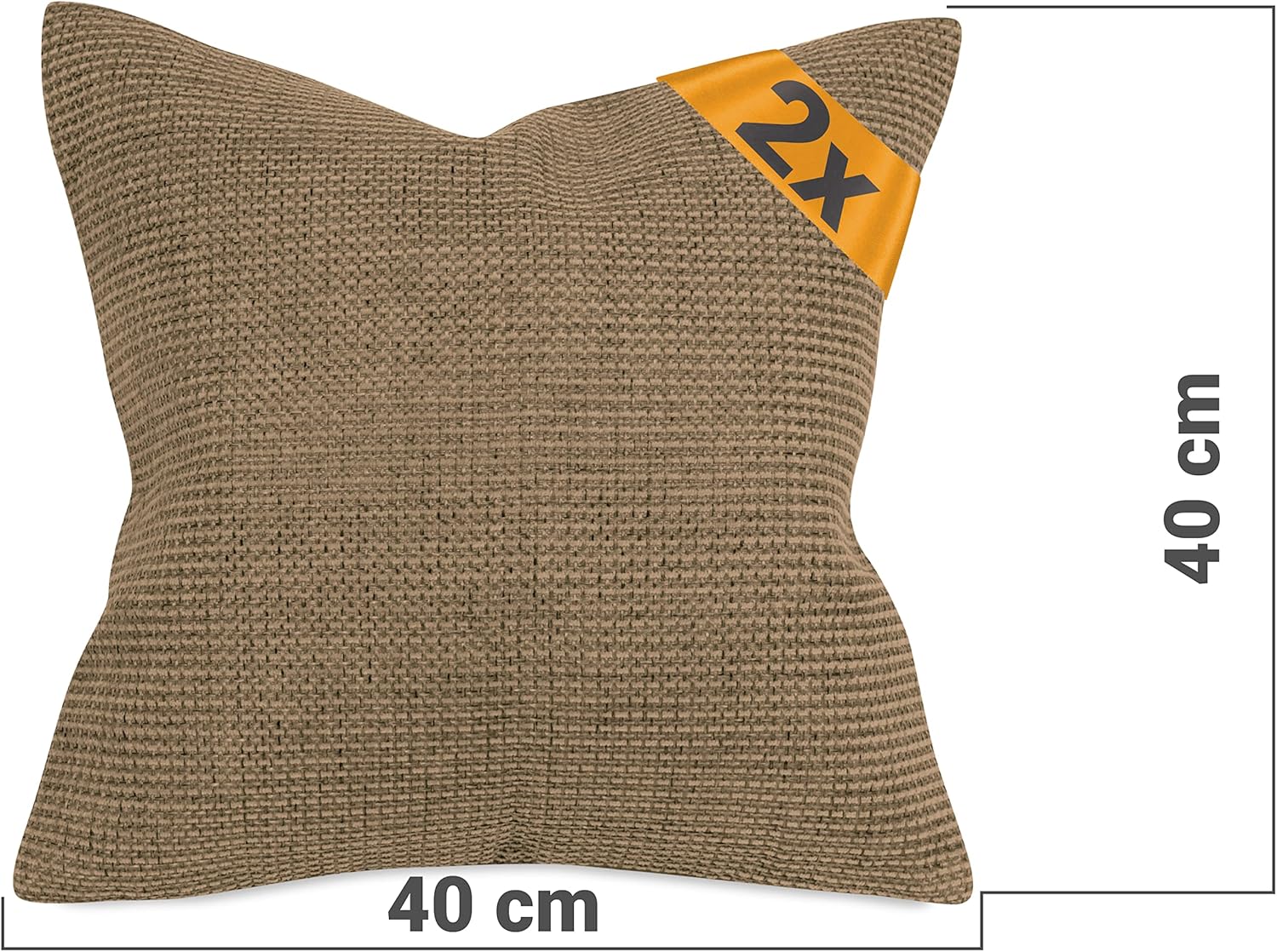 Thumbnail 2 de Housse de Coussin 40 x 40 cm – Lot de 2 en nougat chiné, motif texturé, npluseins