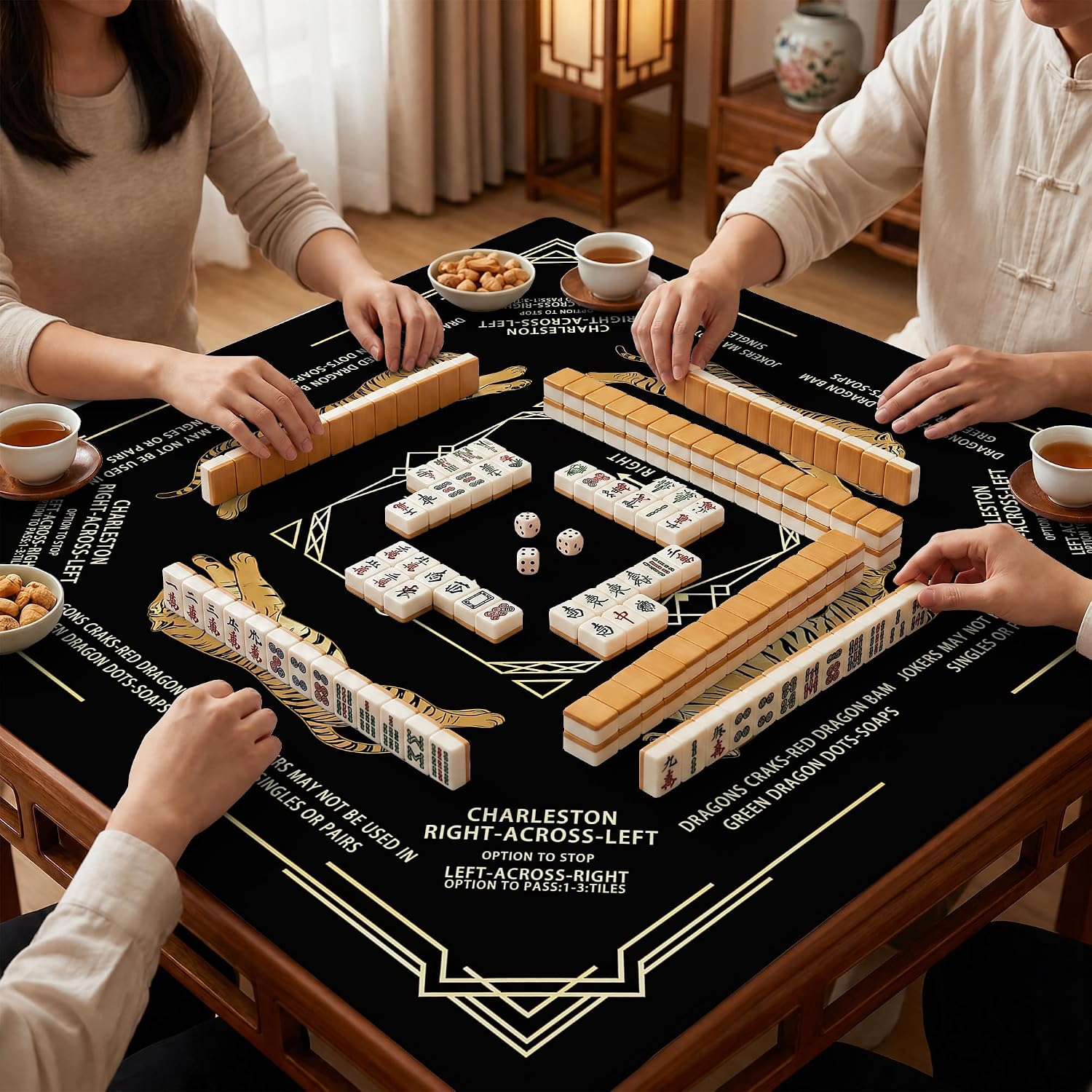 Thumbnail 4 de OJMFHEGEE Mahjong Mat, 31.5 x 31.5 Inches