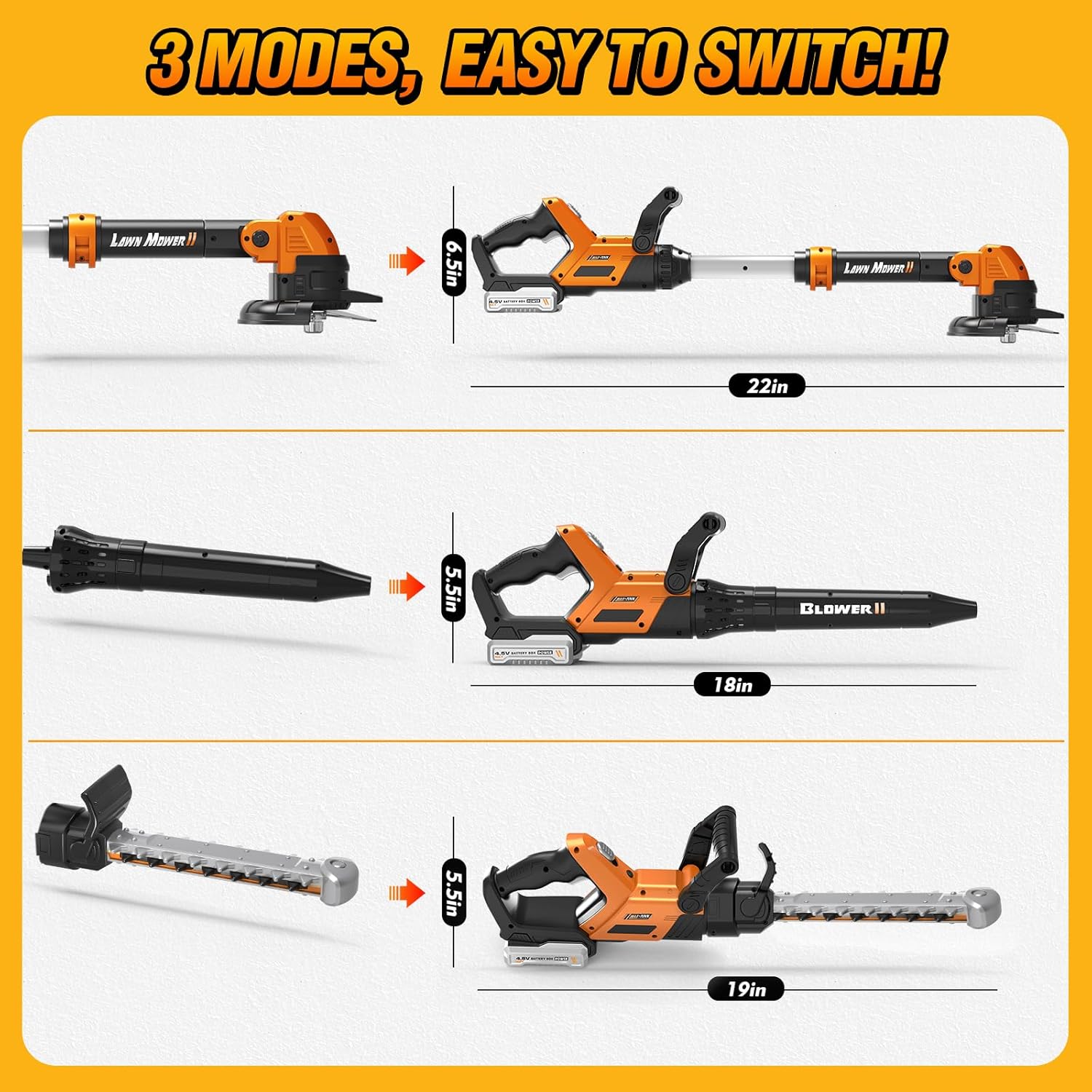 Detalle 2 de 3-IN-1 Kids Garden Tools with Lights and Sounds — Weed Wacker, Leaf Blower & Hedge Trimmer Toy