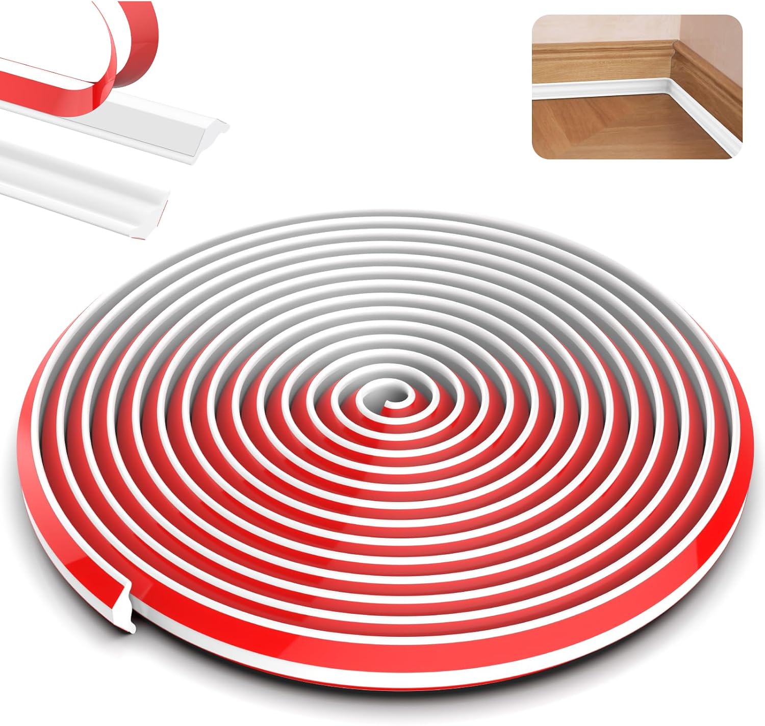 Detalle de Zocipro HBT-D060 zelfklevende sierlijst, flexibel TPE, wit, 5 m