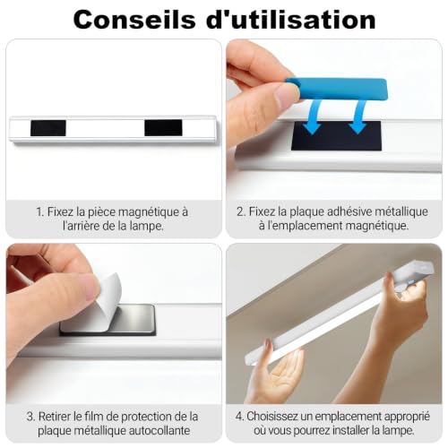 Thumbnail 7 de daphomeu 5 Pièce Lampe LED Rechargeable – Éclairage sous-meuble magnétique, détecteur de mouvement, 42 LEDs