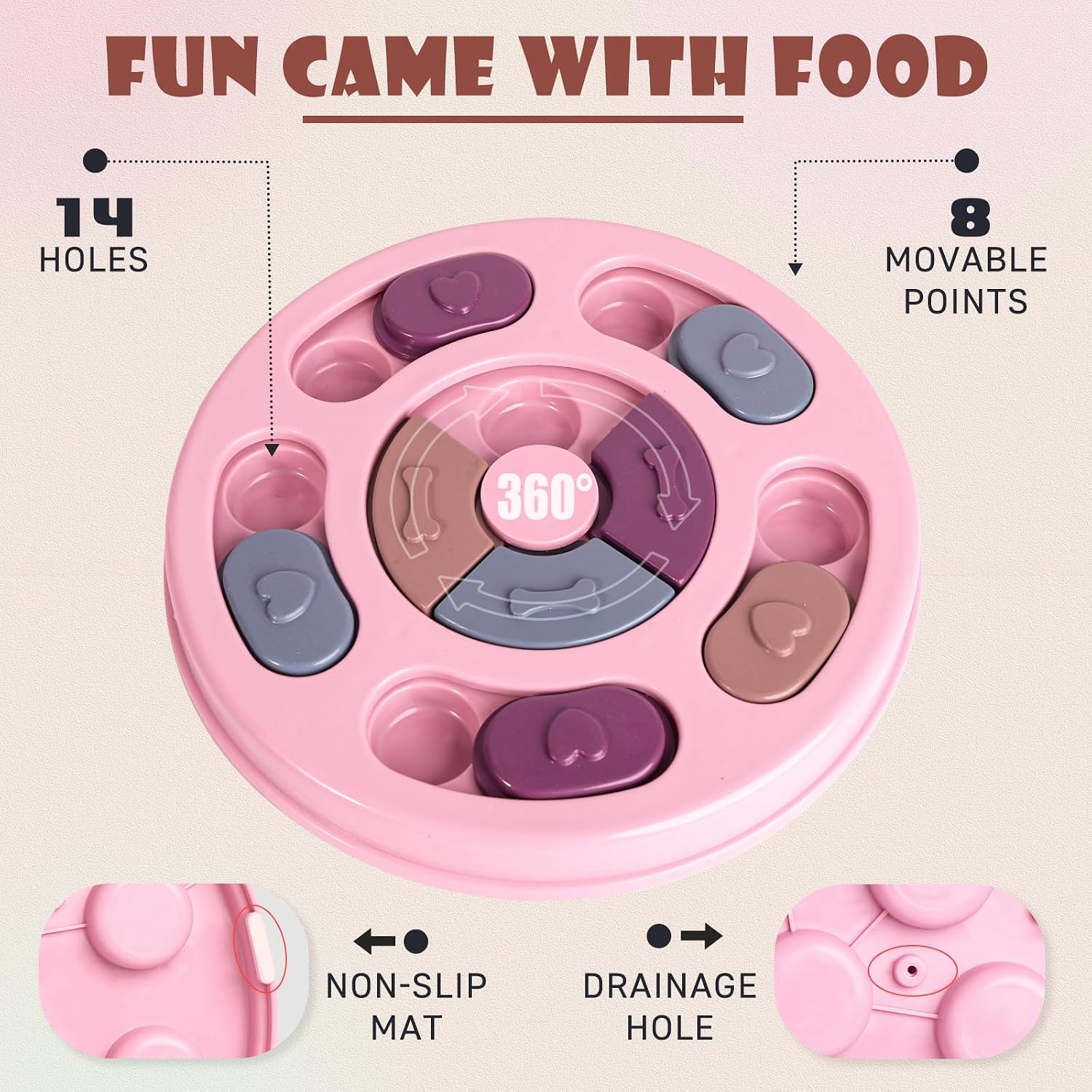 Thumbnail 3 de TRIGRAND Giocattolo intelligente per cani con puzzle e alimentazione lenta (rosa)