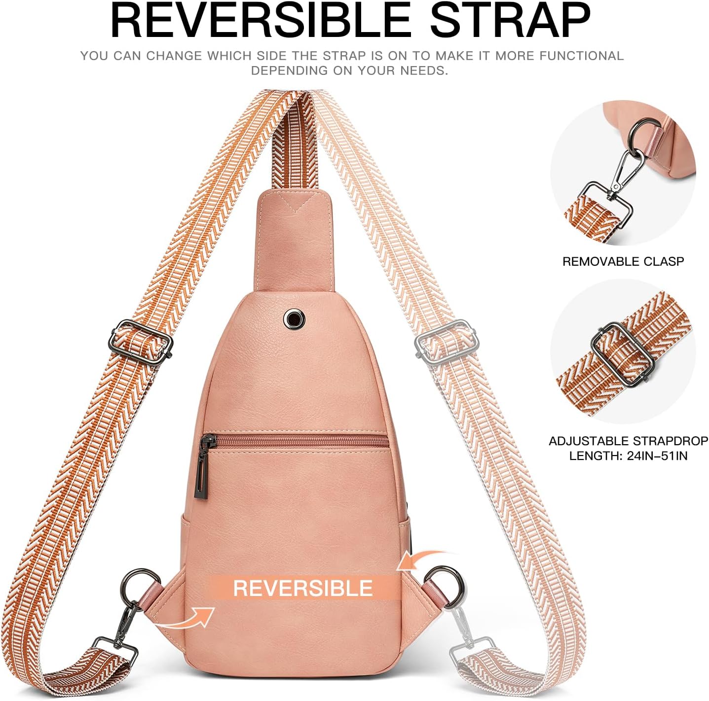 Thumbnail 6 de LATMAP 7L Women’s Sling Bag (Crossbody/Chest Bag) – PU Leather, Waterproof & Anti-Theft Zip Pockets