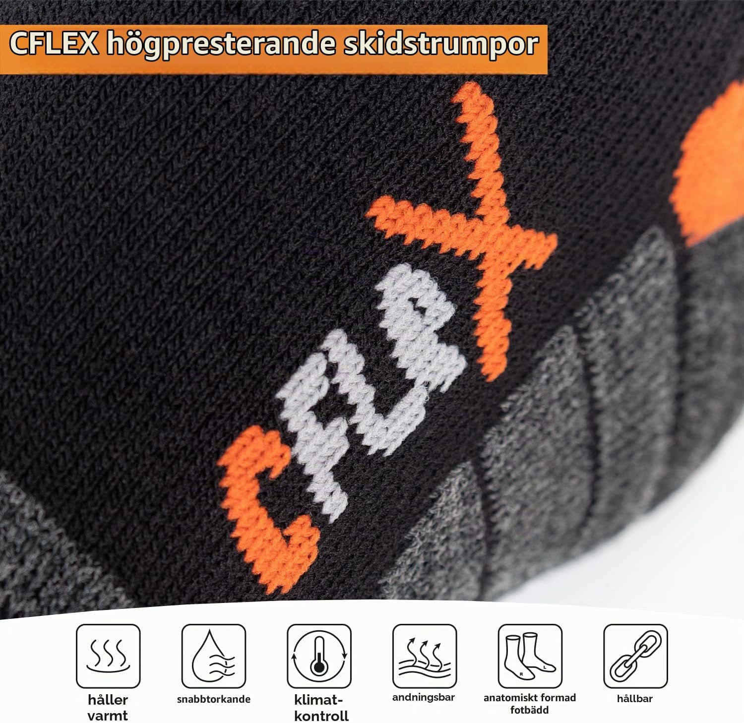 Thumbnail 3 de CFLEX skid- och snowboardstrumpor för kvinnor, knähöga med frottésula