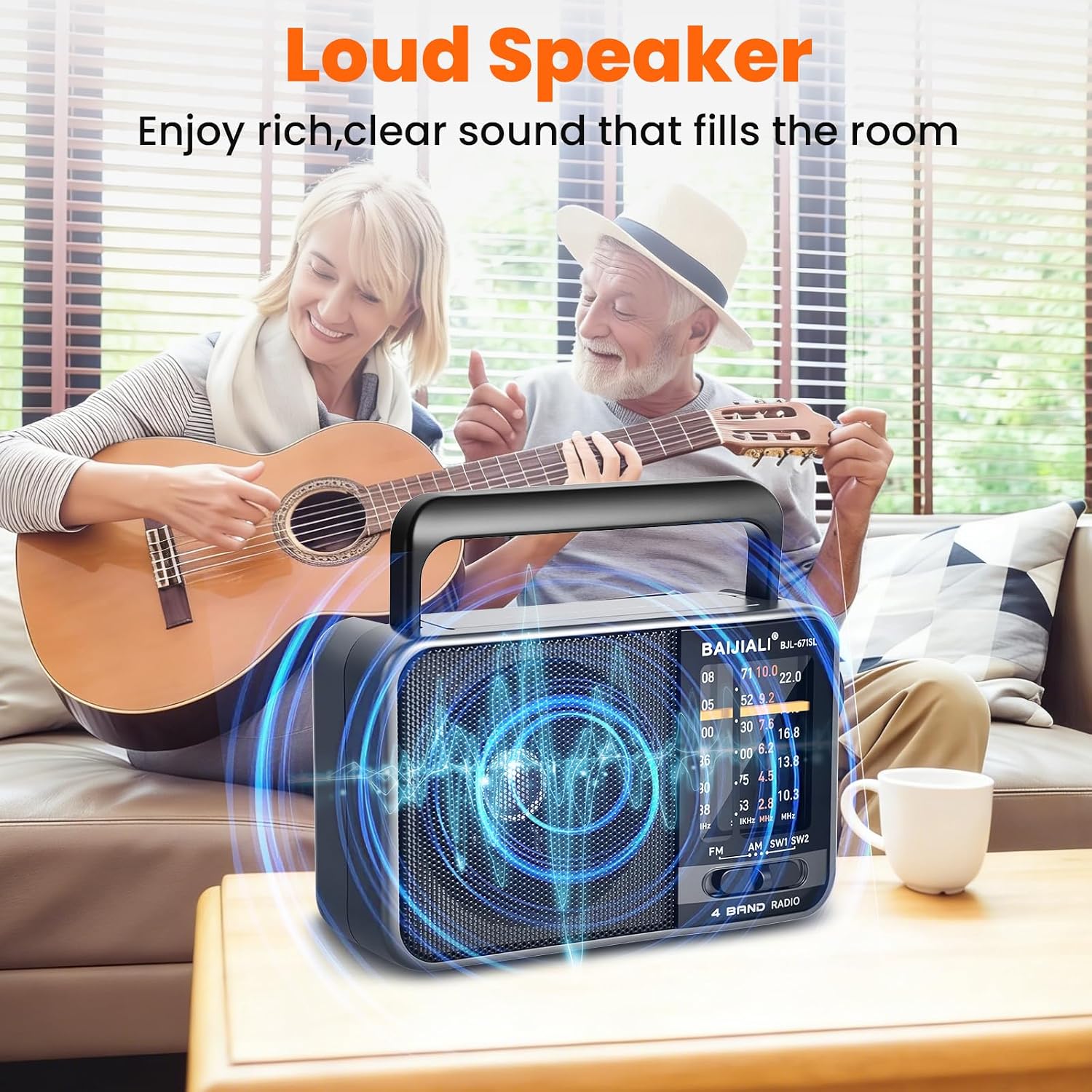 Detalle 2 de BAIJIALI BJL-671SL Portable Radio with AM/FM/SW, Solar Charging and USB-C