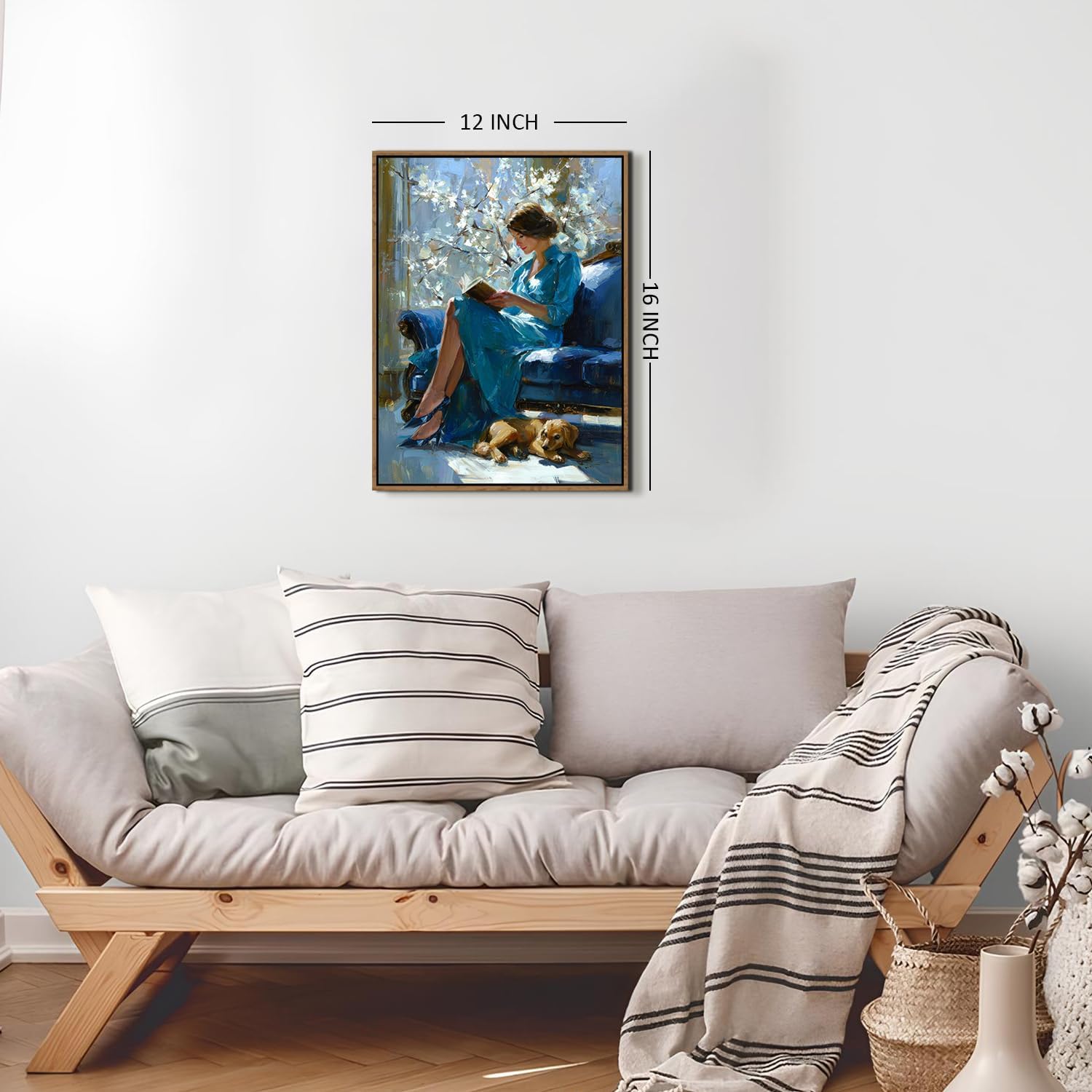 Thumbnail 6 de AREBOLO Vintage Framed Canvas Wall Art – Elegant Woman Reading Print, 12x16 inch