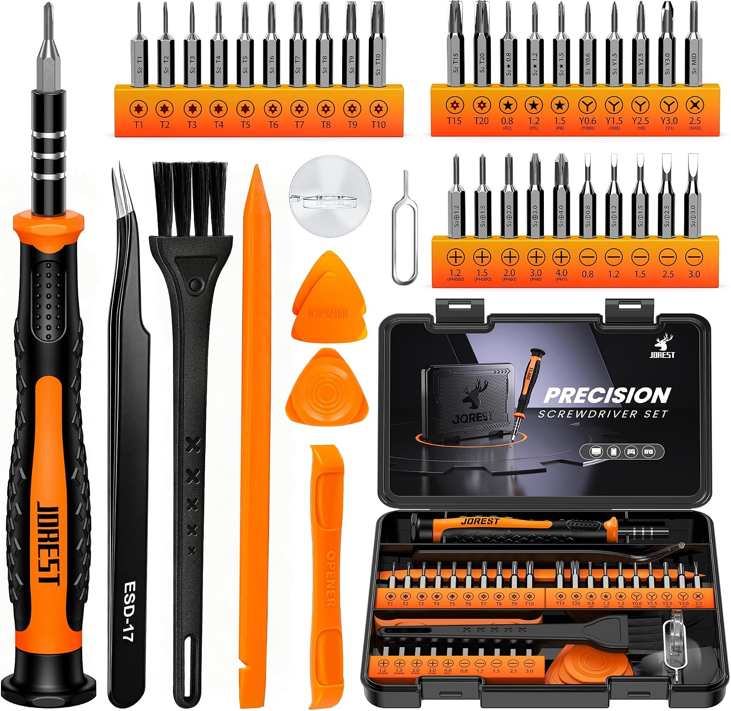 Detalle de JOREST 40Pcs Feinmechaniker Schraubendreher-Set – Präzises Mini-Werkzeugset für Handys, Laptops und Konsolen