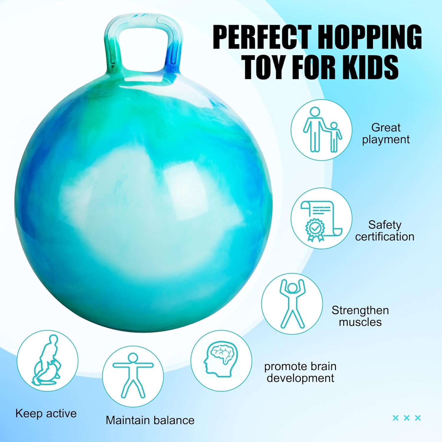 Thumbnail 2 de INPODAK Hopper Ball 18 Inch with Handle for Kids (Ages 3–6) – Bouncy Ball Toy with Pump and Gift Box