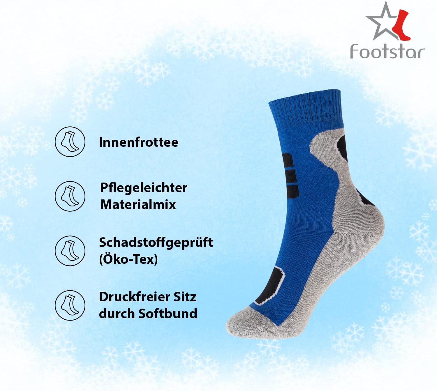 Detalle 2 de Footstar thermische kindersokken, 6 paar badstofsokken voor buiten