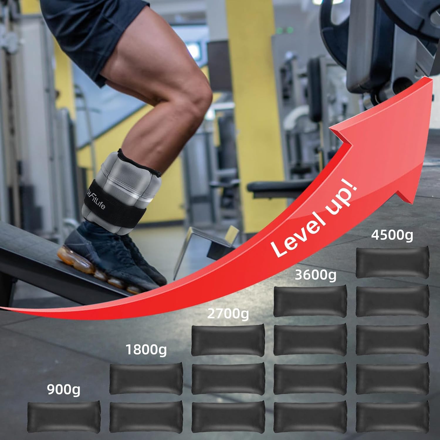 Thumbnail 3 de DH FitLife Set di 2 cavigliere con pesi regolabili per gambe (2 varianti 2 x 2,5 kg e 2 x 4,5 kg)