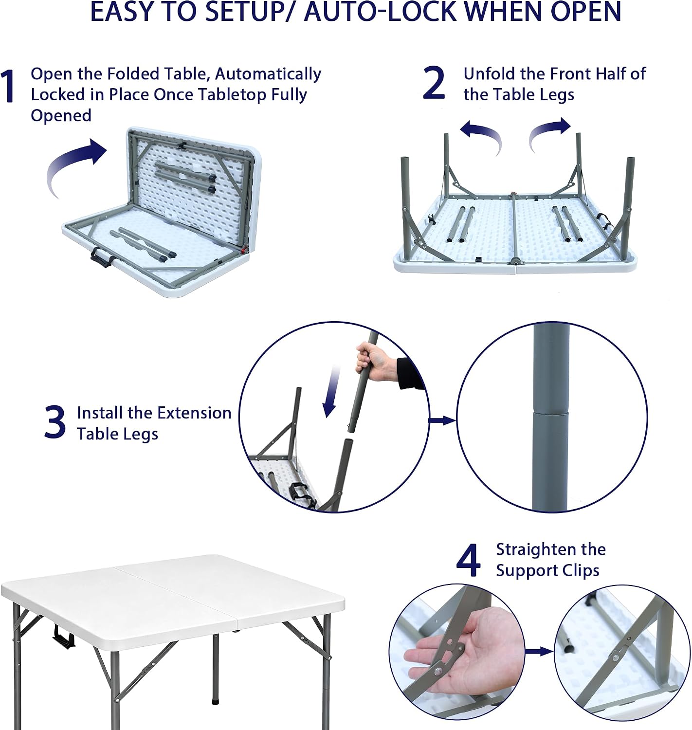 Detalle 2 de Lakhow LA-86L 34-Inch Square Folding Card Table with HDPE Top