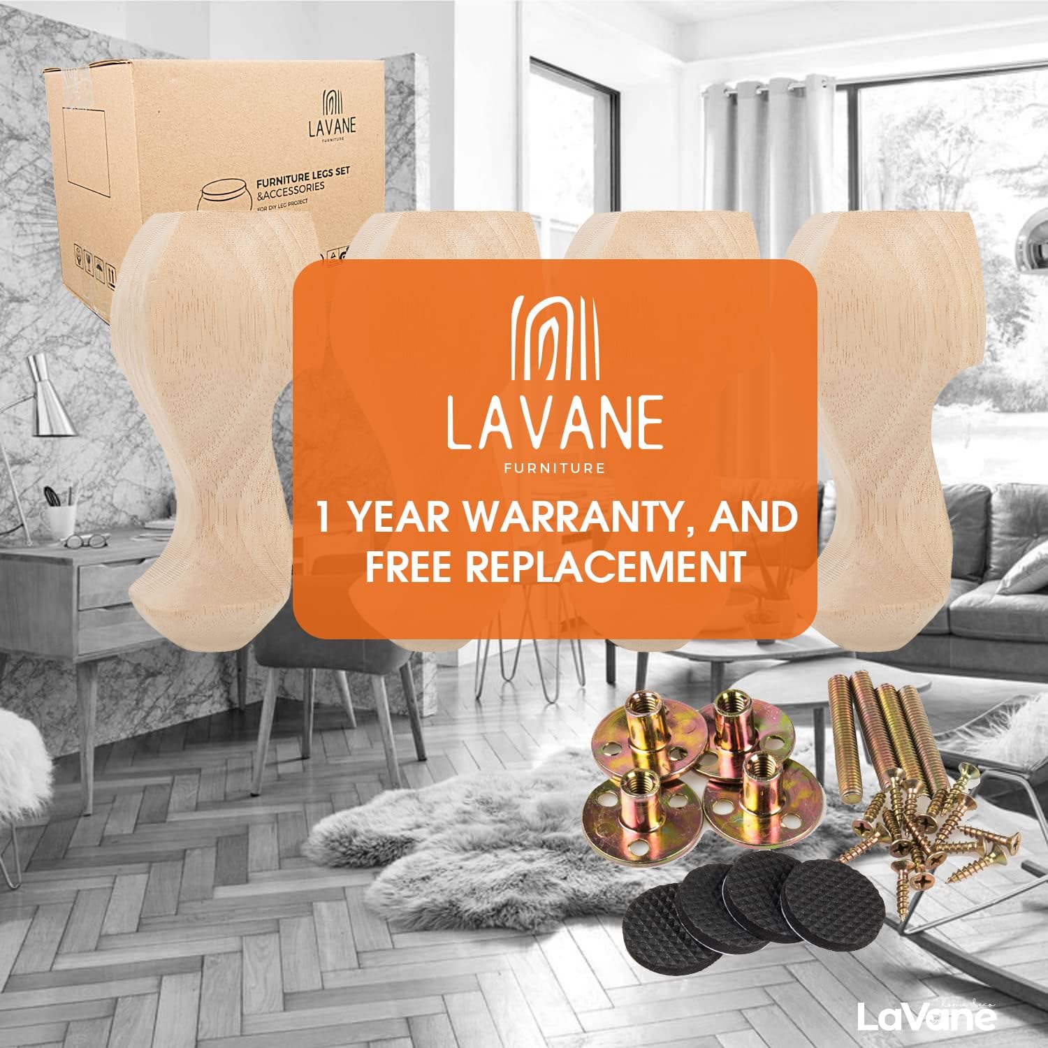 Thumbnail 6 de La Vane Wooden Furniture Legs, 10 cm