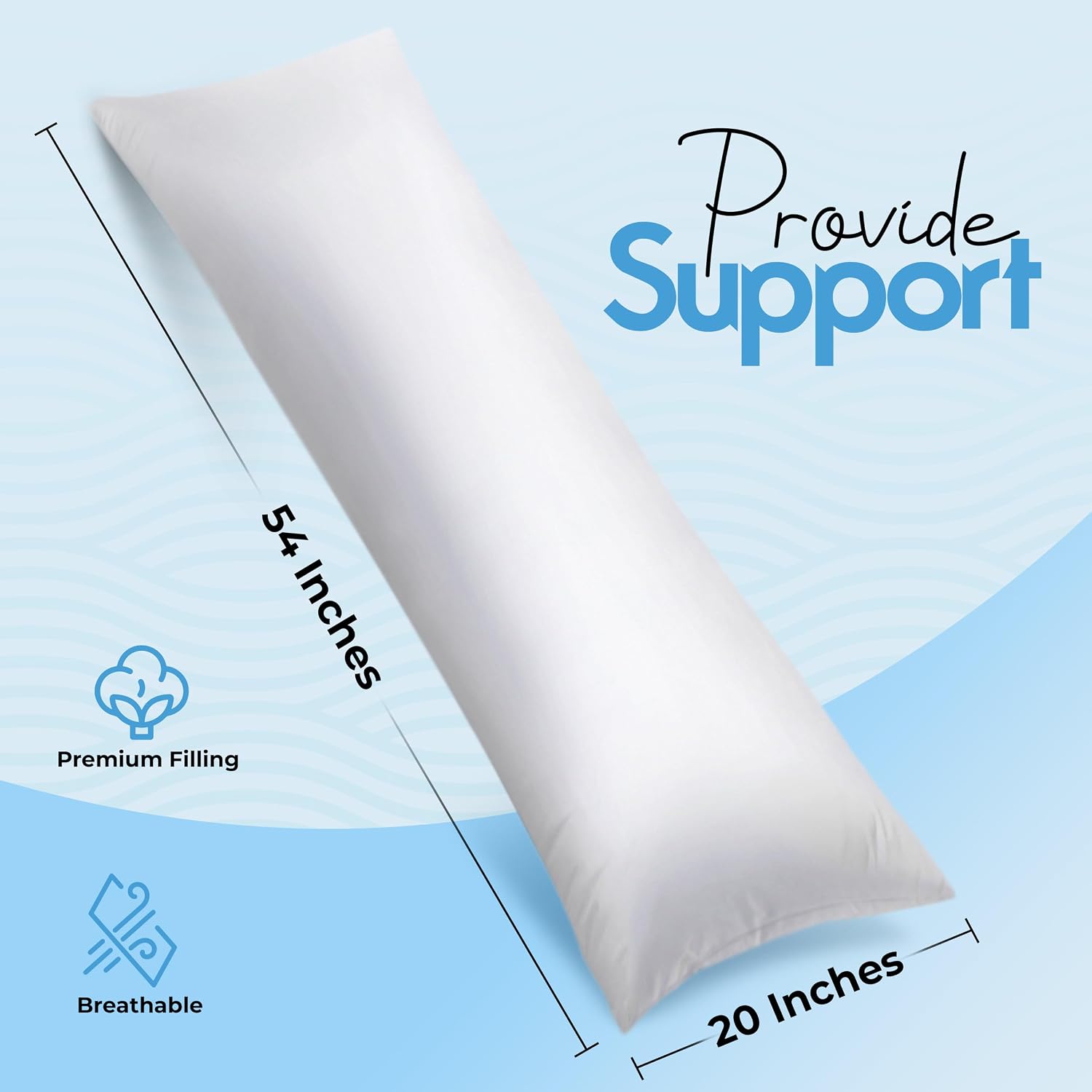 Detalle 2 de Utopia Bedding Full Body Pillow, 20 x 54-Inch White Polyester Fill
