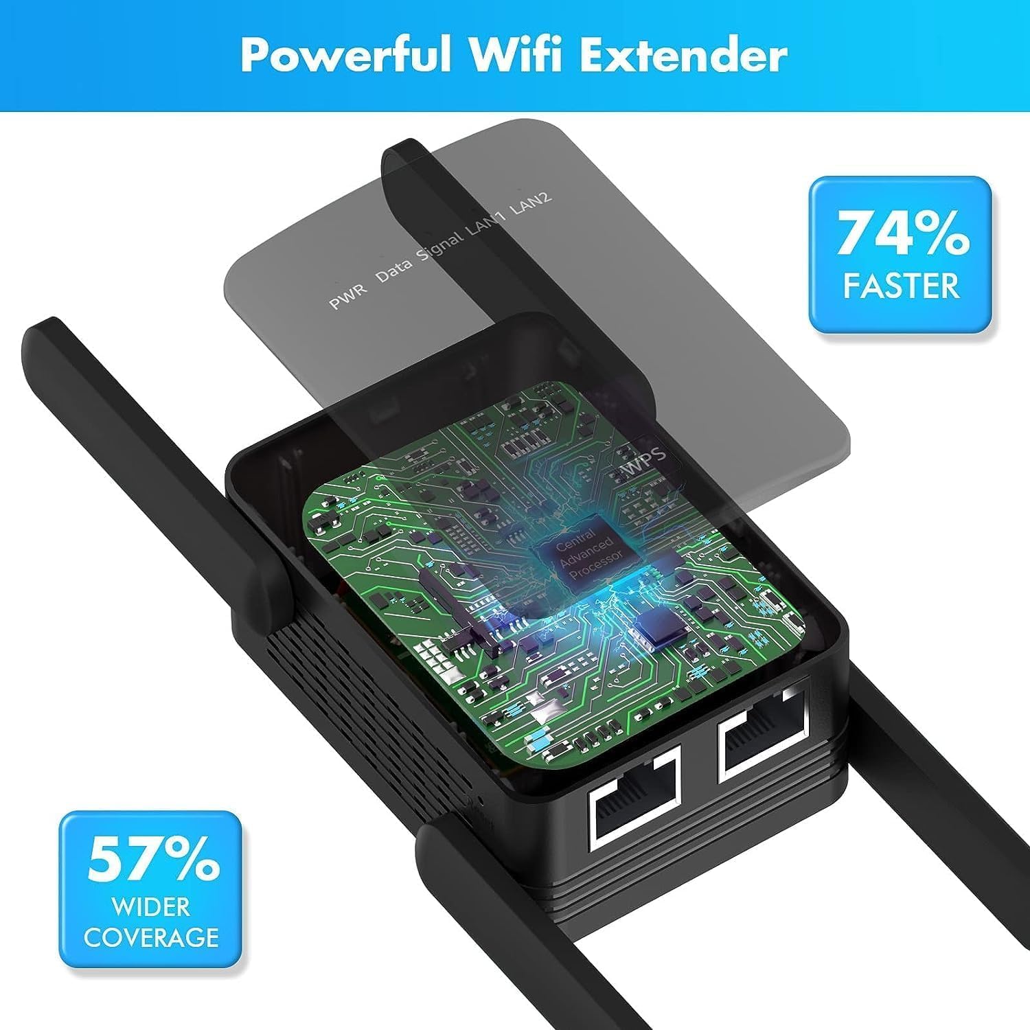 Thumbnail 1 de MEETOWN Repeater – 300Mbps WLAN-Repeater mit Dual LAN-Port, WPS, AP-Modus