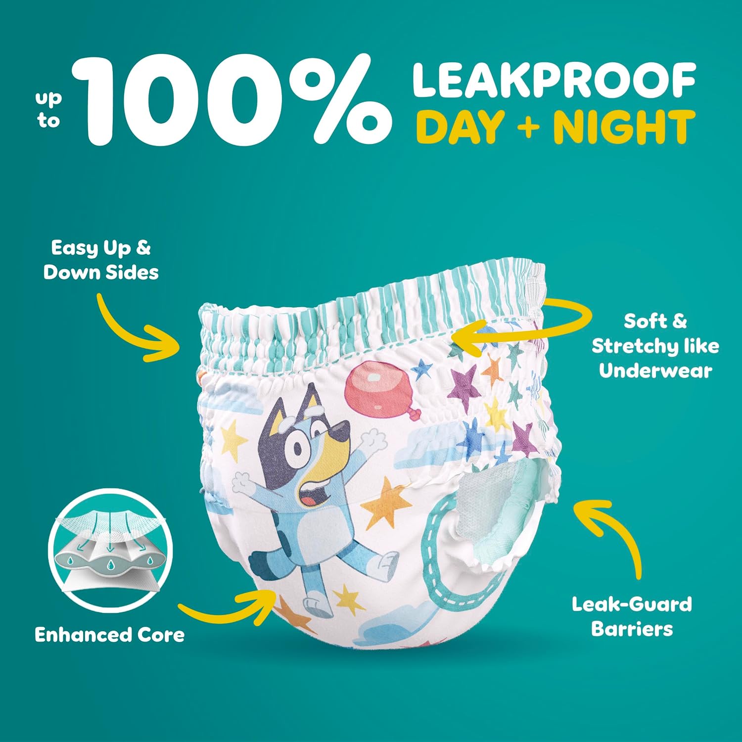 Thumbnail 1 de Pampers Easy Ups Potty Training Pants, Size 5 (3T-4T), Bluey Absorbent Training Underwear – 124 Count