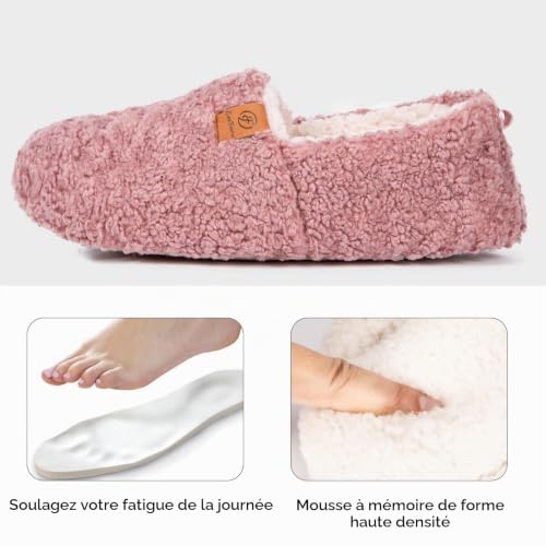 Detalle de EverFoams Chaussons Femme Fausse Laine rose - taille 36/37 EU