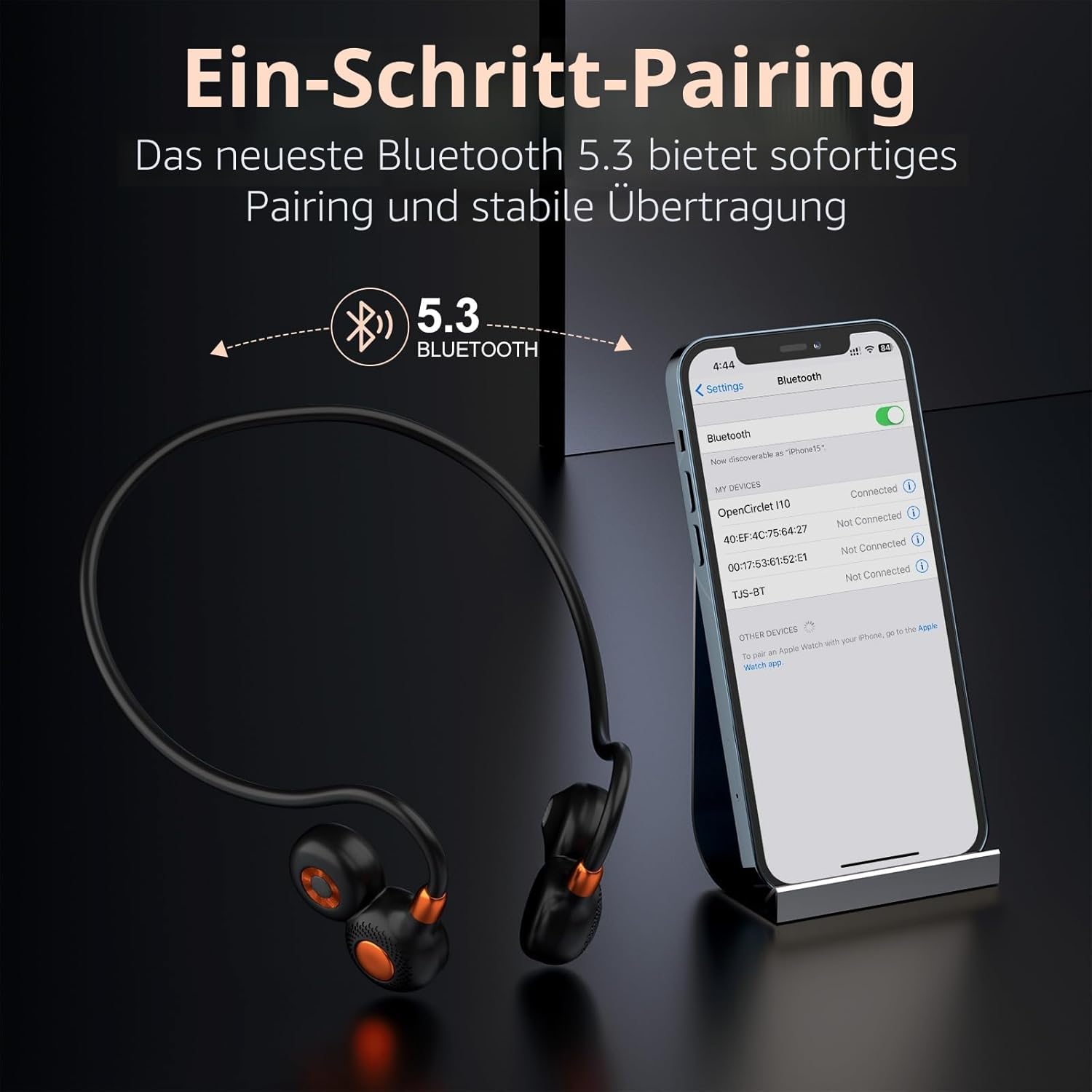 Detalle 2 de Ortizan Bone Conduction Kopfhörer 15 Std. Akkulaufzeit