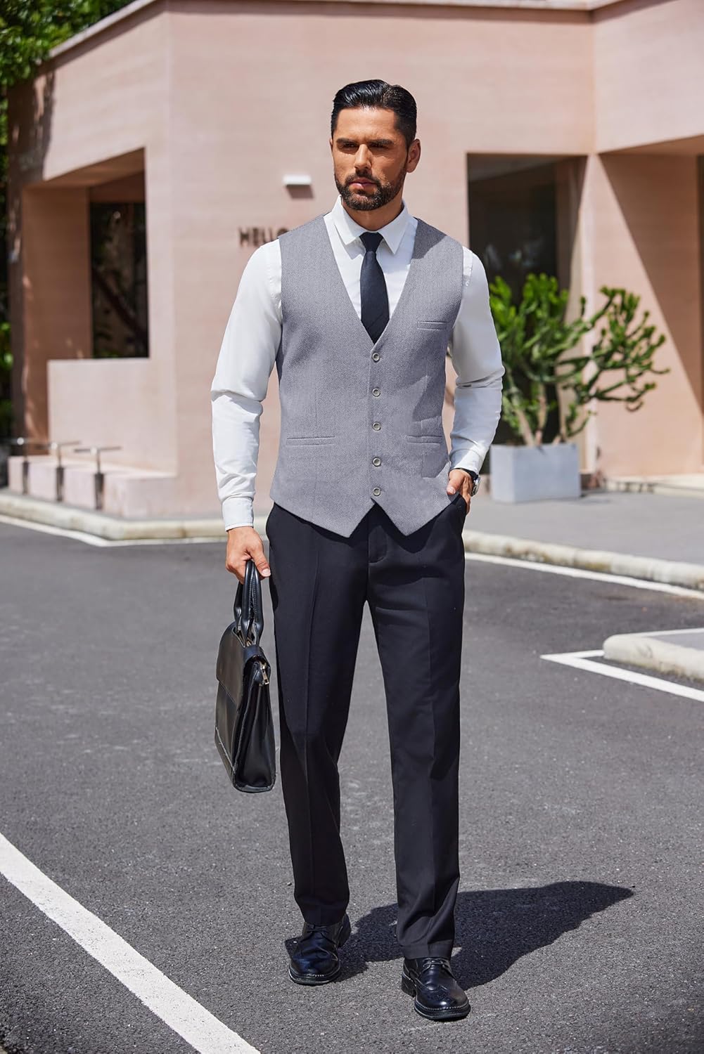 Thumbnail 3 de COOFANDY Gilet Classique Gris - Gilet de soirée élégant
