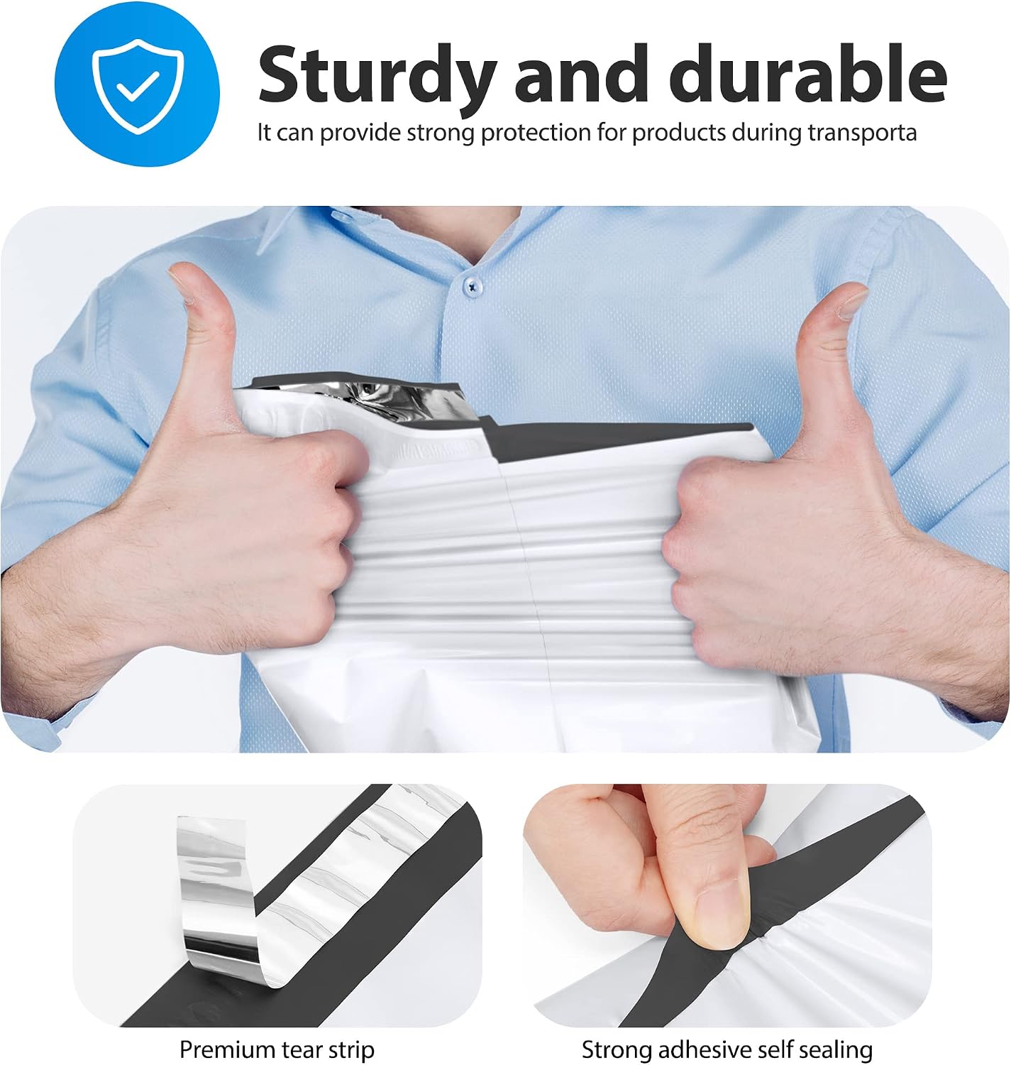 Thumbnail 2 de Fuxury 12x15.5-Inch Poly Mailers, White Self-Seal Bags, 1,000-Pack