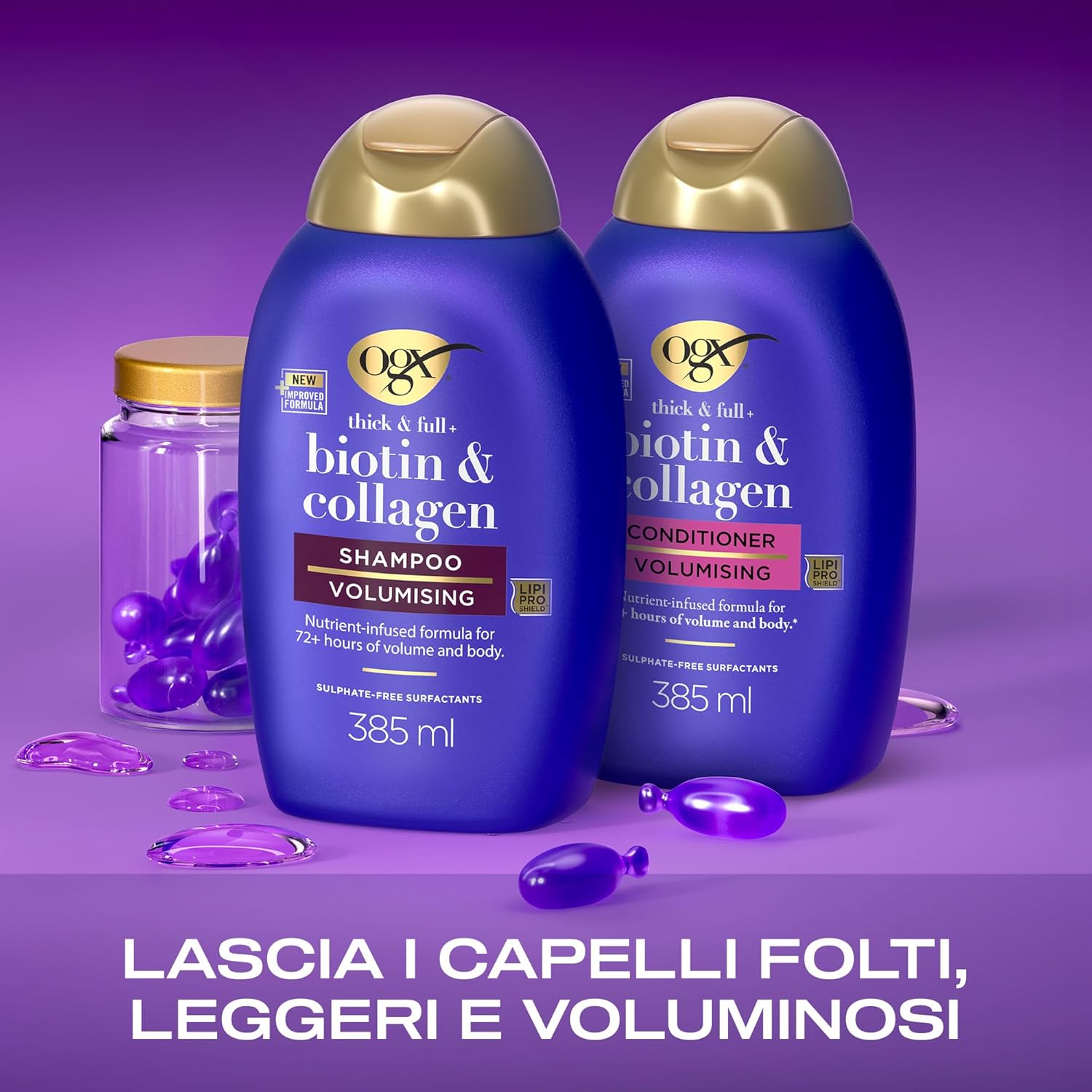 Thumbnail 2 de OGX Thick & Full + Biotin & Collagen: set shampoo e balsamo per capelli fini e diradati (2 x 385 ml) con Lipi Pro Shield