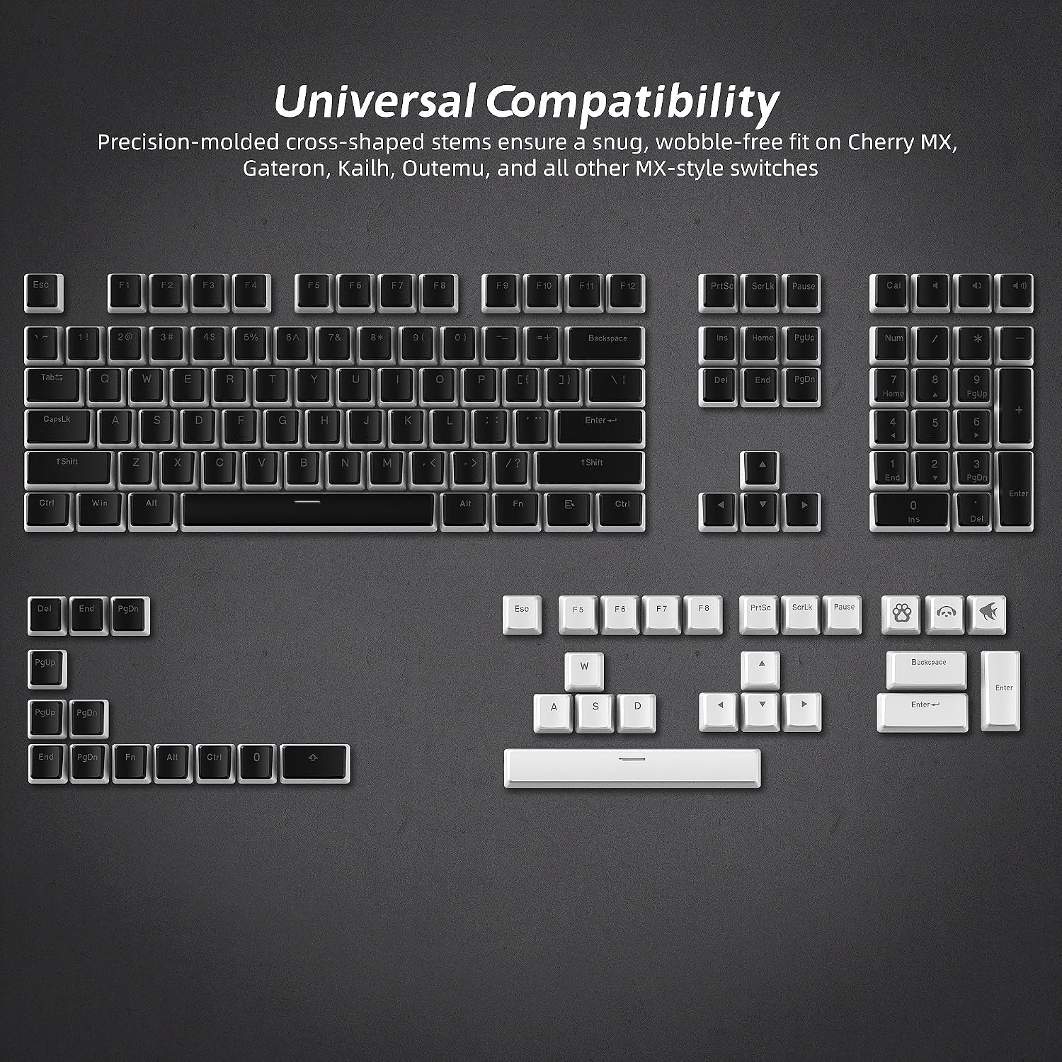 Thumbnail 4 de Womier Pudding – 165 czarnych nakładek PBT, profil OEM i efekt RGB