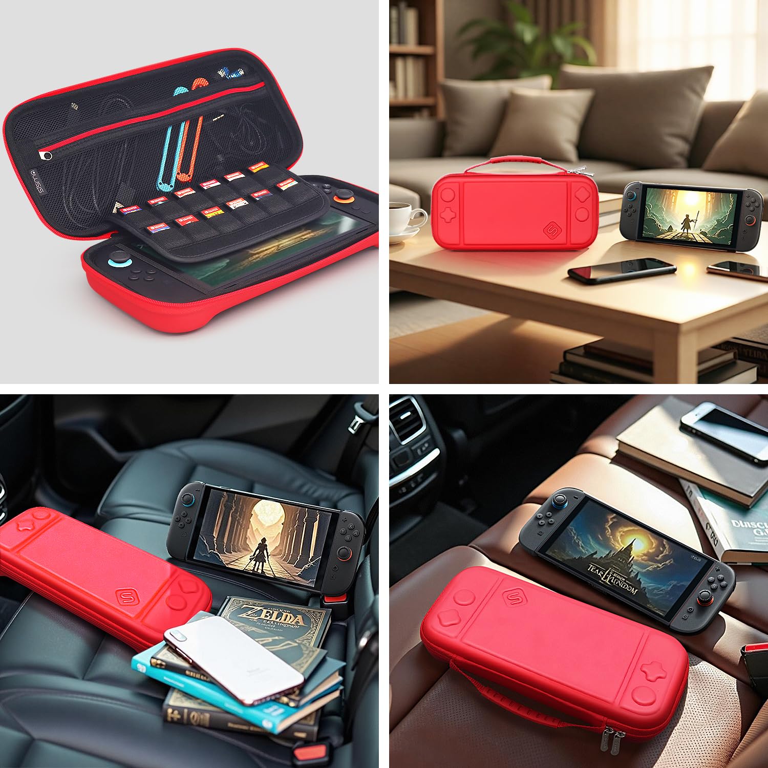 Thumbnail 1 de sisma Slim Carrying Case for Nintendo Switch 2 (Red) — Hard Shell Travel Protective Case with 12 Game Card Holders