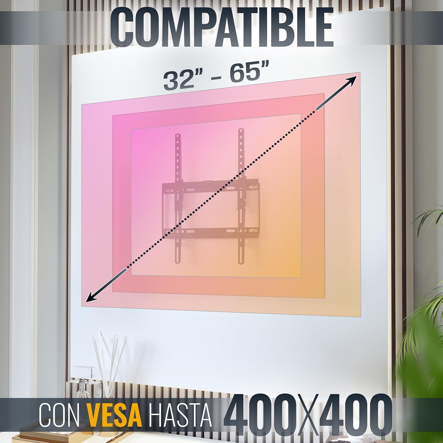 Thumbnail 3 de RICOO Soporte TV Pared Inclinable 32-65" 🖥️ Universal VESA