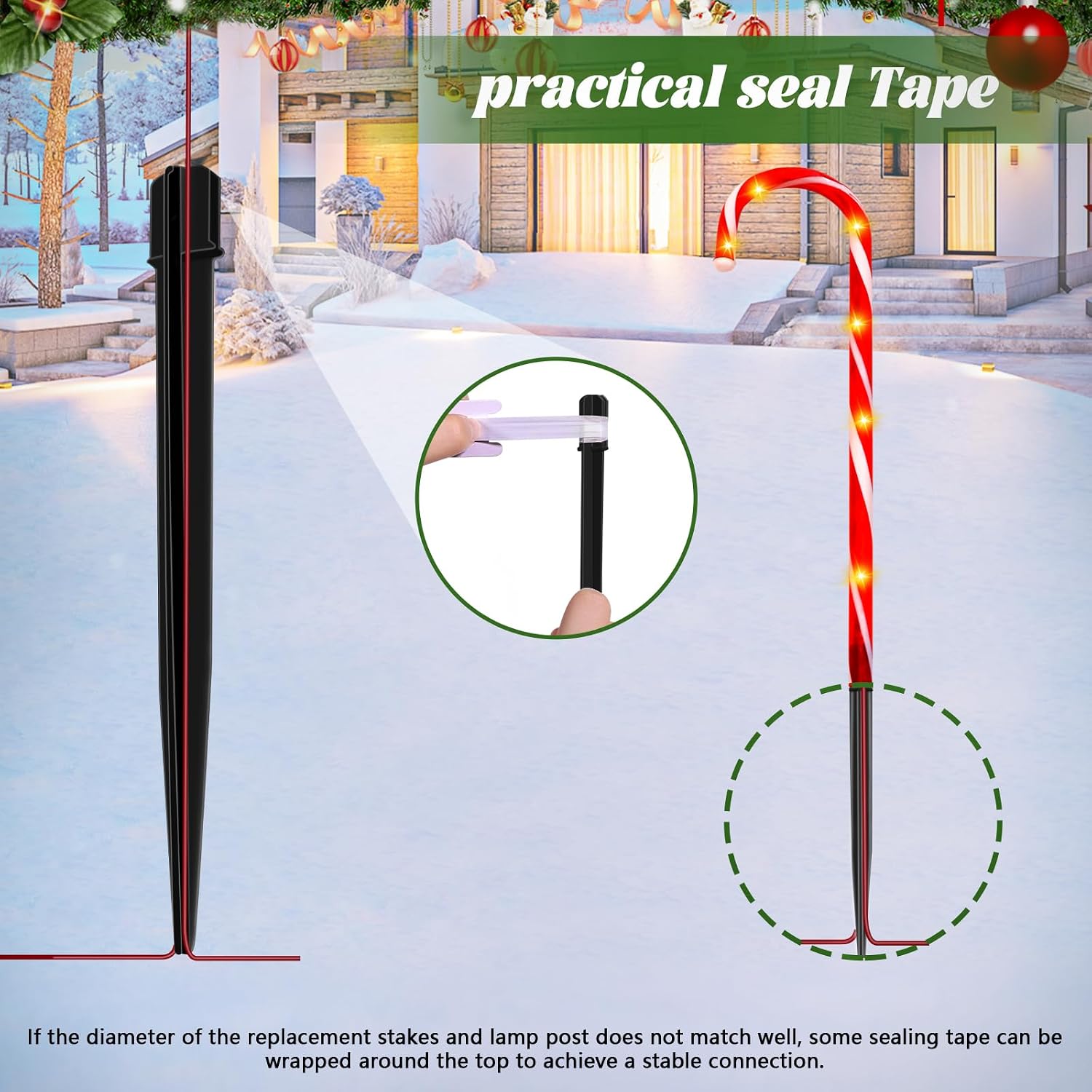 Thumbnail 5 de JORETLE 20-Piece Replacement Stakes for Candy Cane Lights, 9-Inch Black Plastic