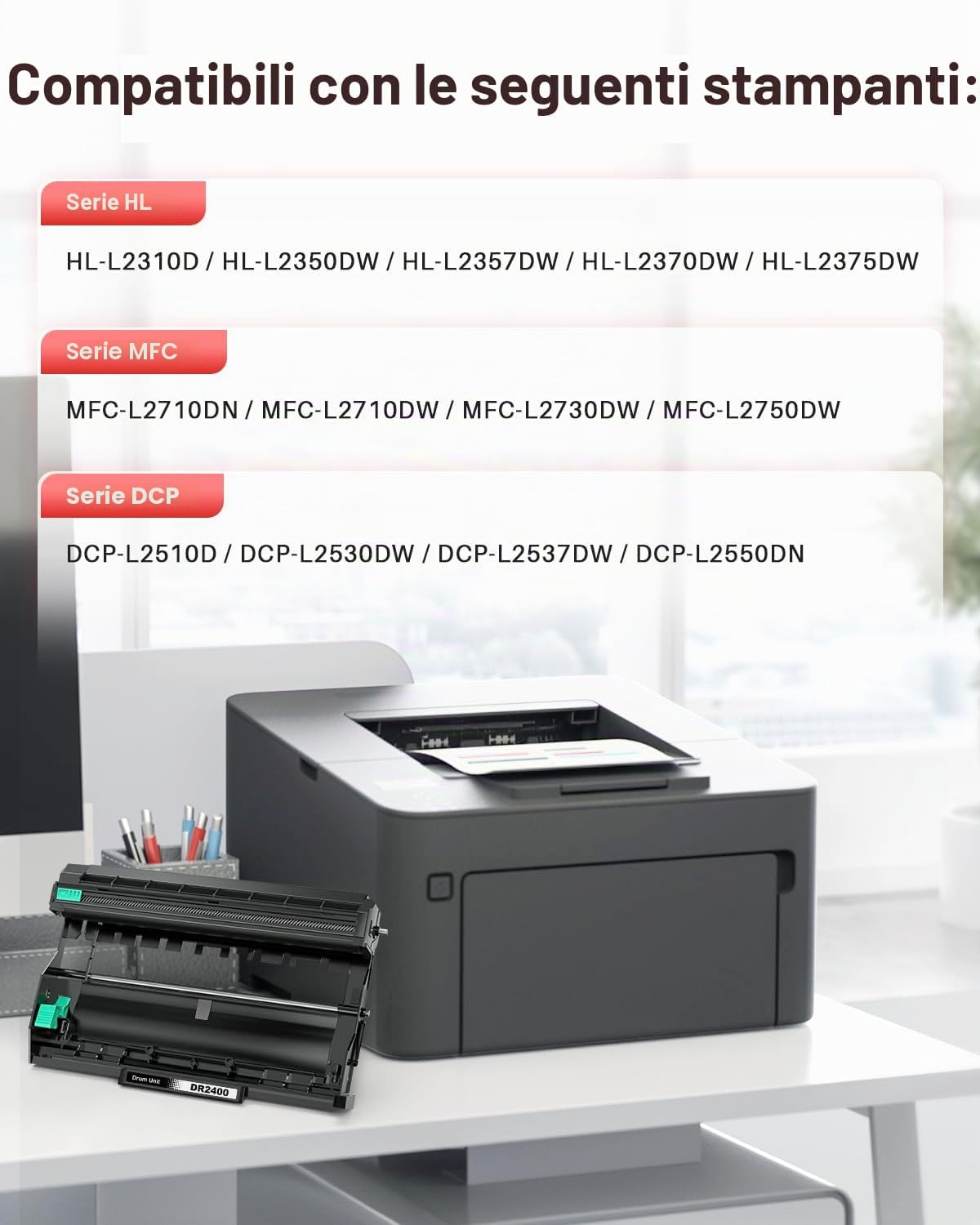 Detalle 2 de Halloya DR2400 Tamburo compatibile per stampanti Brother (DR2400) – alto rendimento