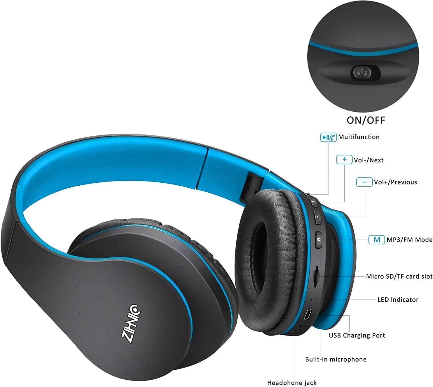 Thumbnail 3 de ZIHNIC Bluetooth Headphones 14h battery