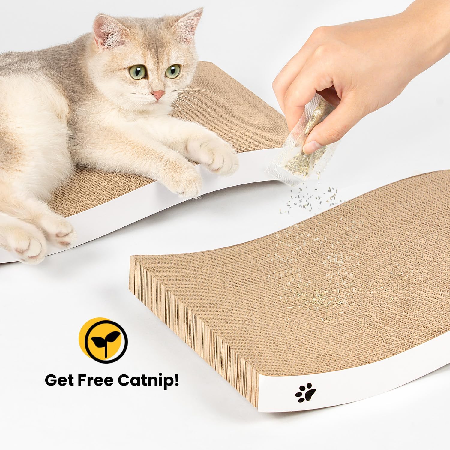 Thumbnail 6 de Katzen Kratzbrett aus Pappe mit Wellenform (2er-Set XXL, je 43,5 × 21 cm) – doppelseitig nutzbare Kratzmatte