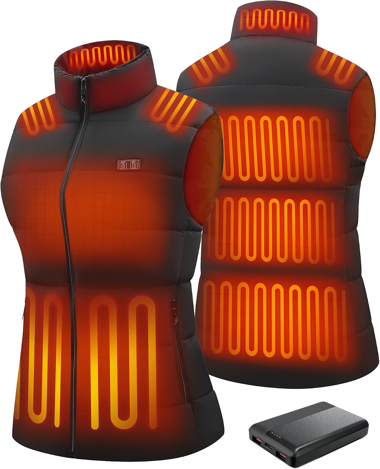 Detalle de CKARTIC Women's Heated Vest, 15 Heating Zones, 10,000mAh Battery Pack
