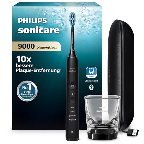 Detalle de Philips Sonicare DiamondClean 9000 (HX9911/09) – Schallzahnbürste mit App, Drucksensor und Ladeglas