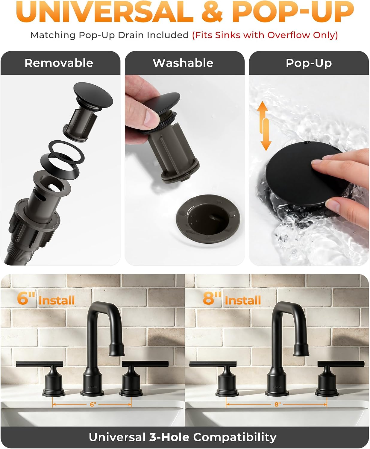 Thumbnail 6 de WOWOW 8-Inch Widespread Bathroom Faucet