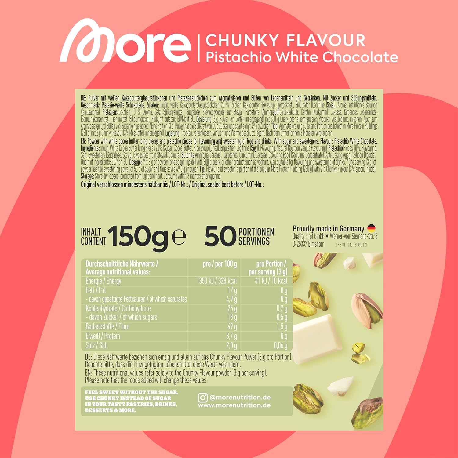 Thumbnail 3 de MORE Chunky Flavour Pistachio White Chocolate 150 g