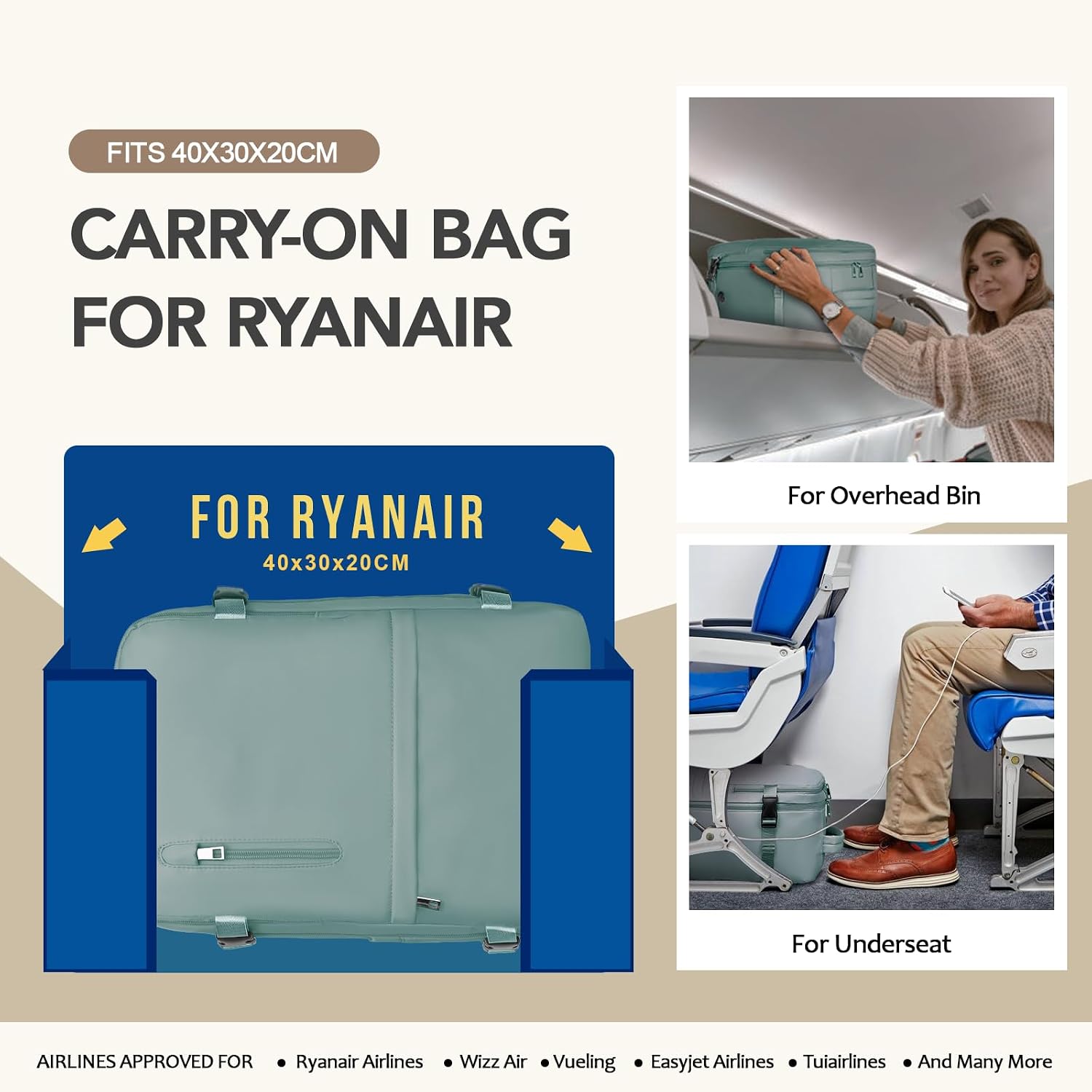 Detalle de Xkdoai Ryanair cabin bag 40x30x20 backpack