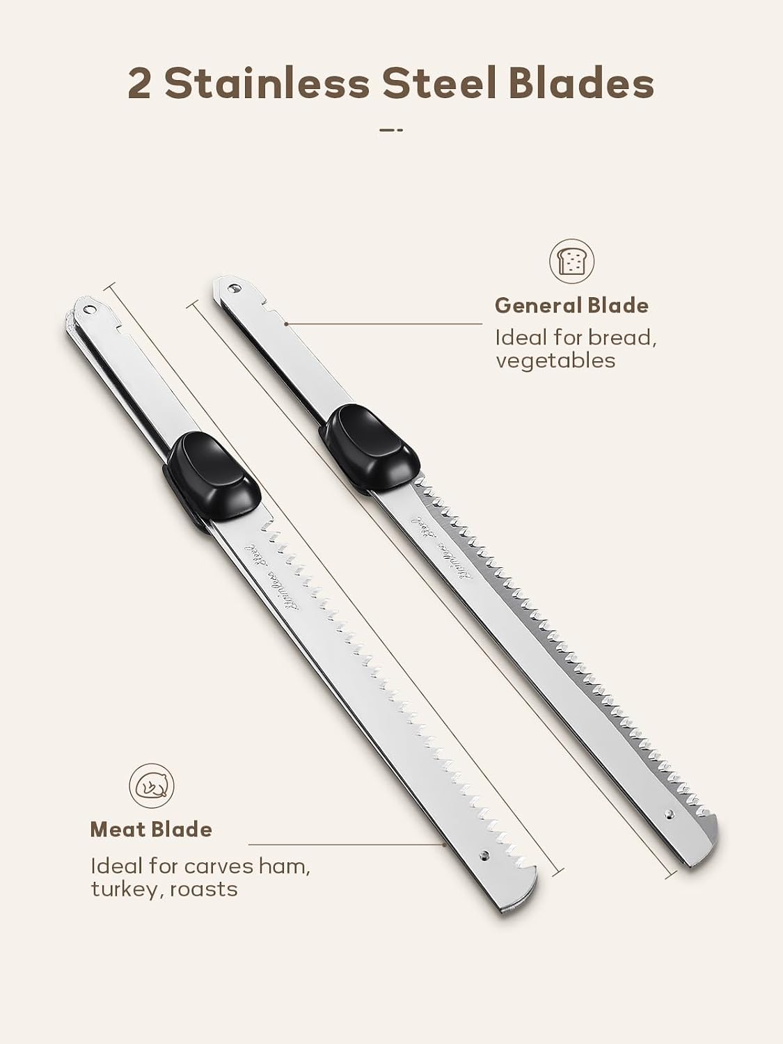 Thumbnail 1 de Yabano Electric Knife 150W with Two Stainless Steel Blades and Safety Lock