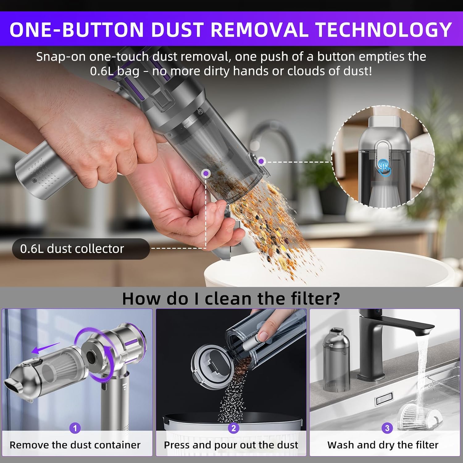 Detalle de Handheld Vacuum Cleaner 22000Pa Cordless
