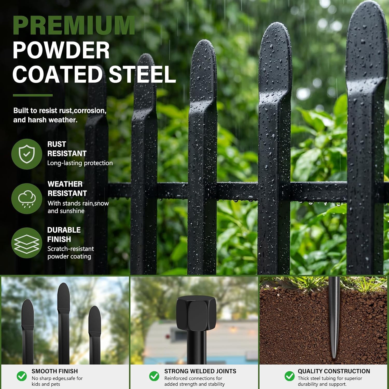 Detalle de Kingido 10 Panels No Dig Decorative Garden Fence with Gate, 81 cm H x 671 cm L