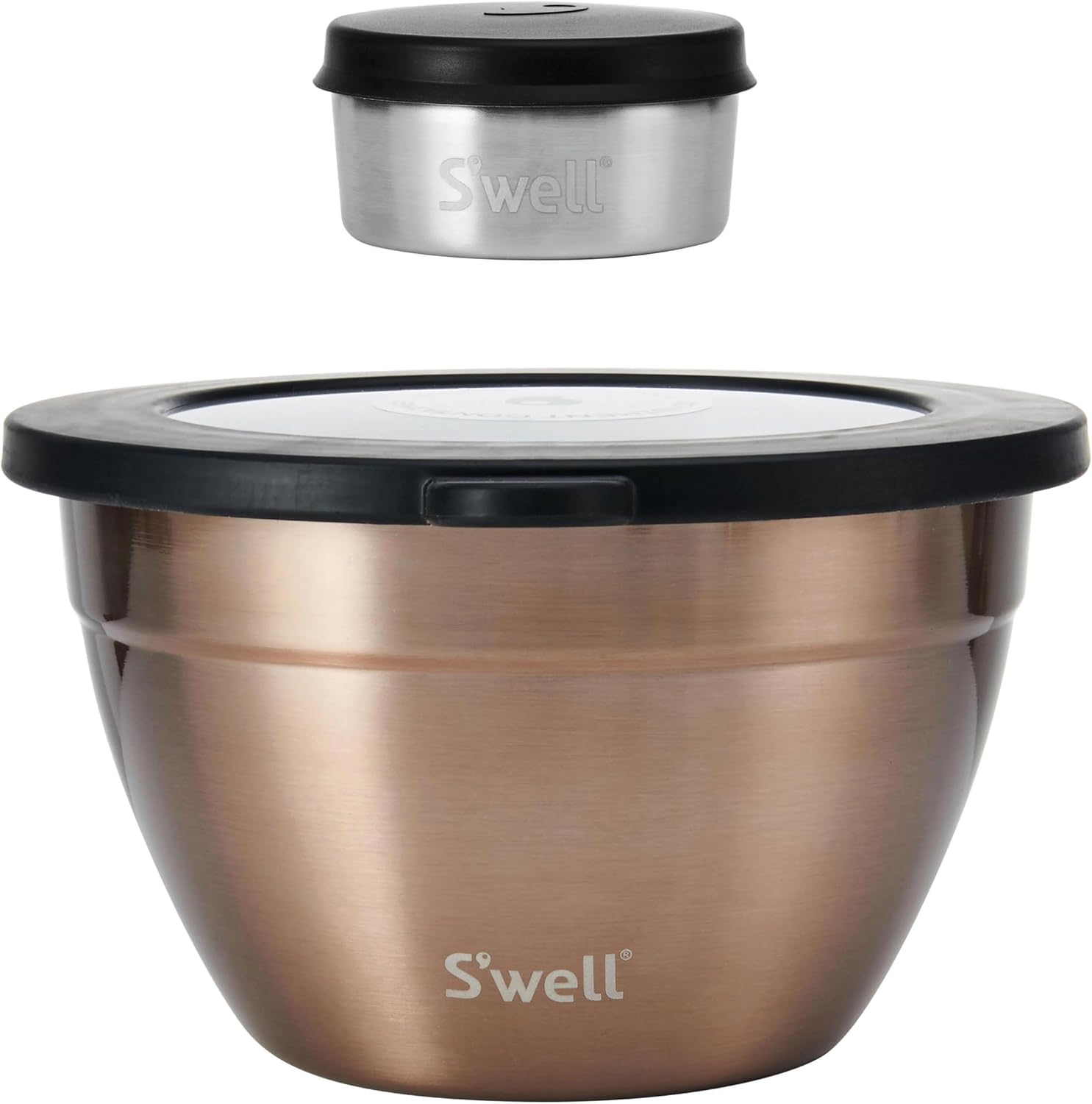 Detalle 2 de S'well Pyrite Salad Bowl Kit, 1.9L Stainless Steel with Removable Tray