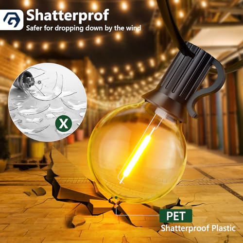 Detalle de Guirlande Guinguette Extérieure G40 avec Télécommande GPATIO — 30 m, 50 LED + 2 de Rechange, Imperméable, Dimmable
