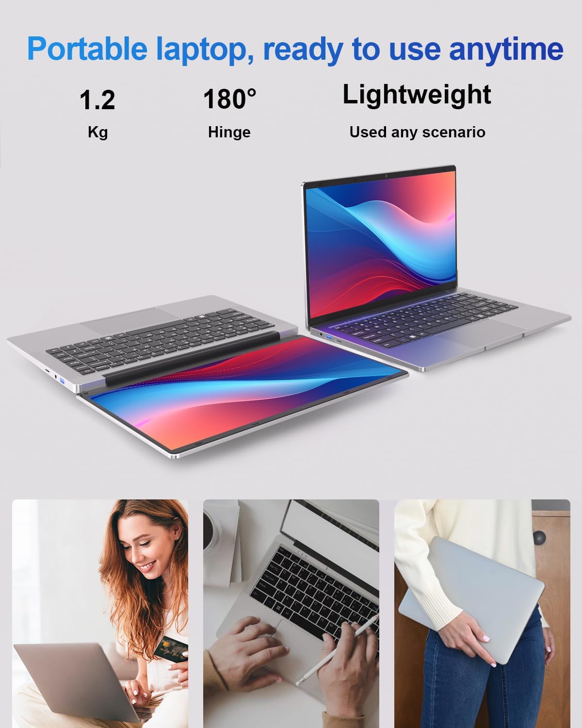 Thumbnail 1 de LEEDOW 14-inch Laptop (Celeron N4000, 6GB RAM, 128GB SSD) – fanless, dual-band WiFi